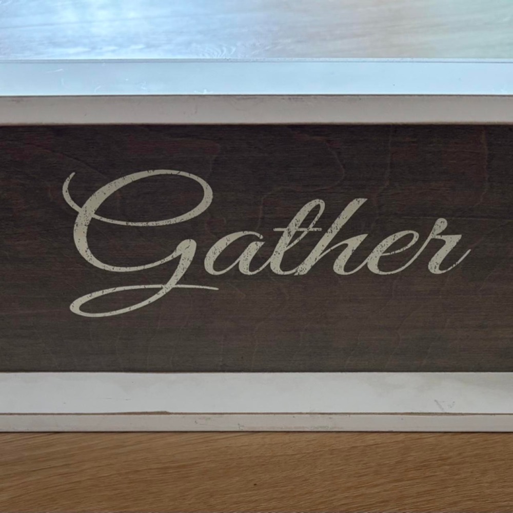 Quill to Paper "Gather" wood sign with white cursive